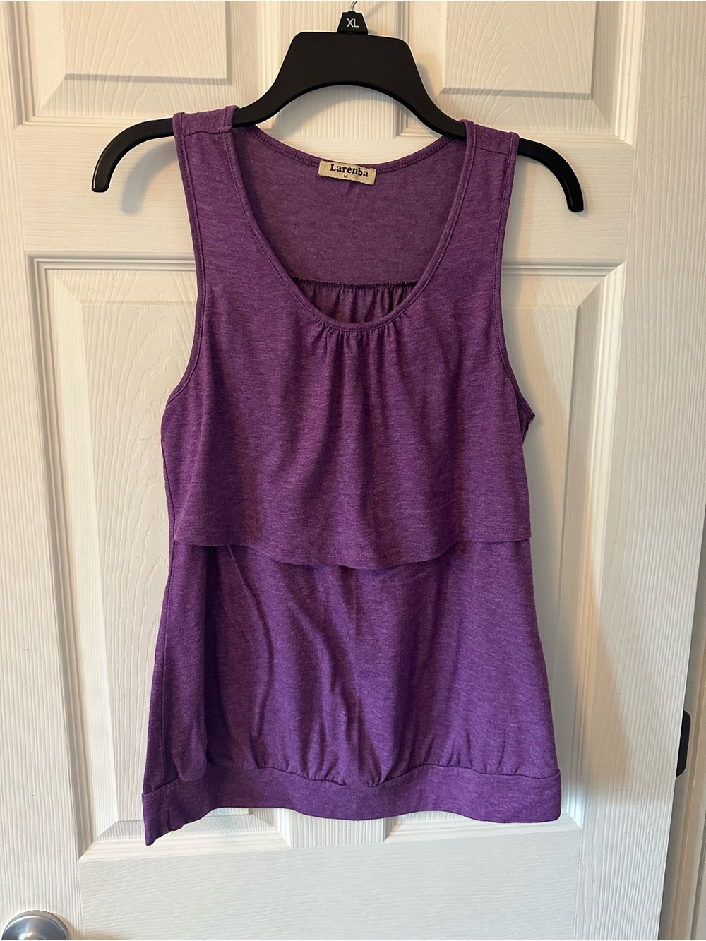Purple Sleeveless Layered Nursing Tank Top